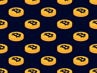3d coins with bitcoin symbol seamless pattern vector image