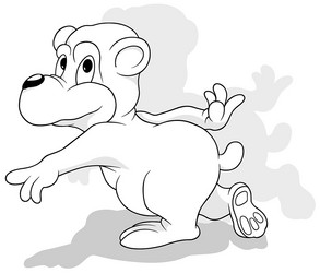 Drawing of a running bear from side view vector