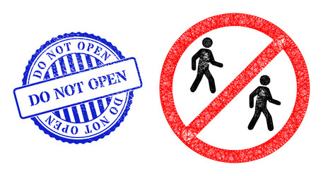 grunge do not open badge and network stop vector image