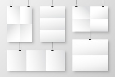 Realistic blank paper sheets hanging on binder vector