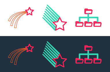 set line folder tree falling star and icon vector image