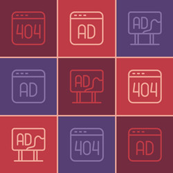 Set line page with a 404 error advertising vector