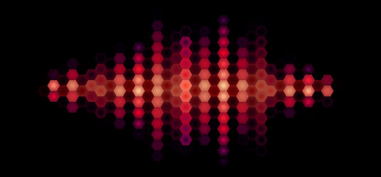 audio or music shiny sound waveform with hexagonal vector image