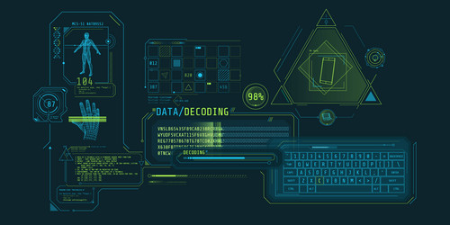 futuristic hud interface for entering and decoding vector image