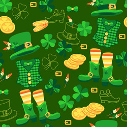 Saint Patricks Day Seamless Pattern Leprechaun Vector Image
