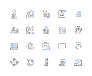 data modeling line icons collection database vector