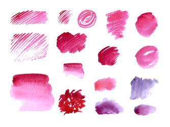 Handmade watercolor texture collection of pink vector