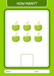 how many counting game with coconut worksheet vector image