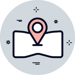isolated map with gps mark fill block style icon vector image