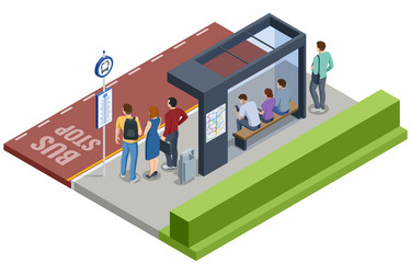 isometric showing a high-tech bus stop vector image