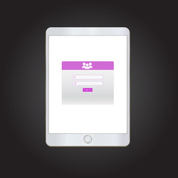 Log in form on tablet screen vector