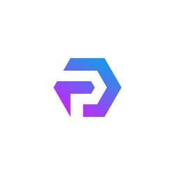 p initial letter loop linked hexagon logo design vector
