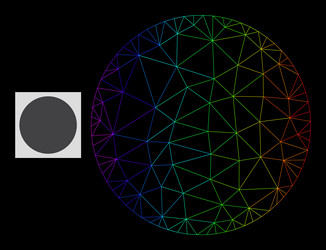 Rainbow gradient polygonal net filled circle icon vector