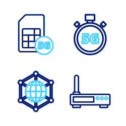 set line router and wi-fi signal social network vector image