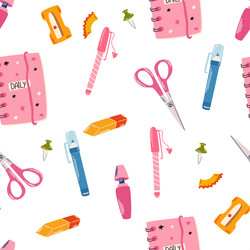 Stationery seamless pattern back to school Vector Image