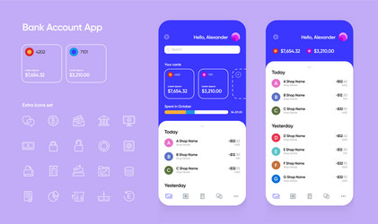 banking app user interface ui for smartphones vector image