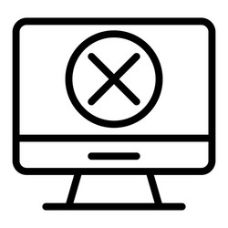 computer with x mark line icon screen cross vector image