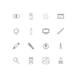 Creative process and design linear thin icons set vector