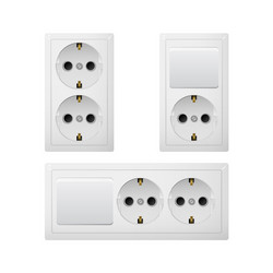 electrical socket type f with switch power plug vector image