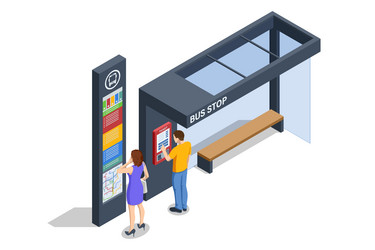 isometric showing a high-tech bus stop vector image
