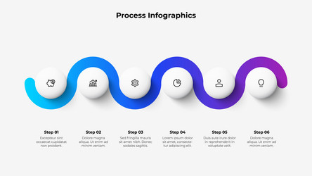 six circles placed in horizontal row connected vector image