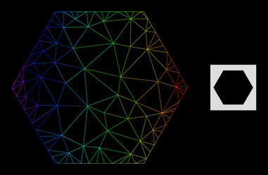 spectrum gradiented polygonal net filled hexagon vector image