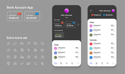 banking app user interface ui for smartphones vector image