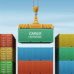 cargo container loading composition vector image