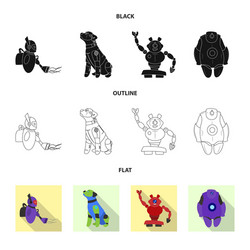 design of robot and factory icon set vector image