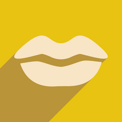 Flat with shadow icon and mobile application lips vector