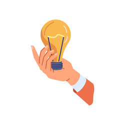 light bulb solution brainstorming symbol in hand vector image