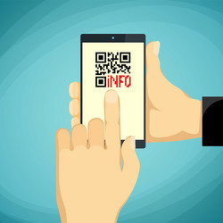 man holding a smartphone qr-code on the phone vector