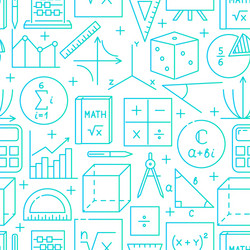 Math science seamless pattern in line style vector