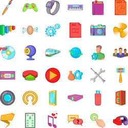 Smart application icons set cartoon style vector