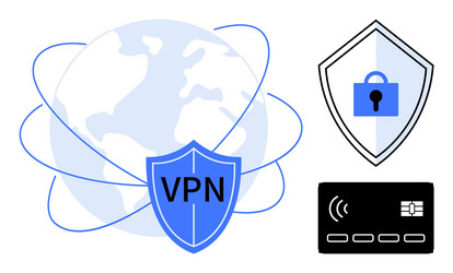 vpn security concept with global network shield vector image