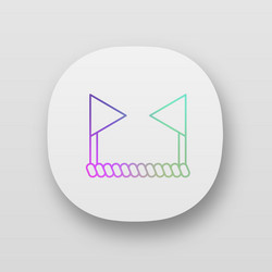 Cricket boundary app icon two flags connected vector