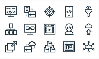 Development line icons linear set quality vector