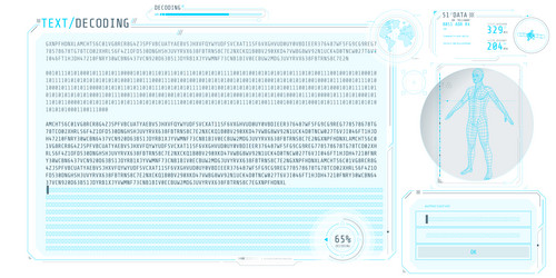 hud interface futuristic design with text decoding vector image