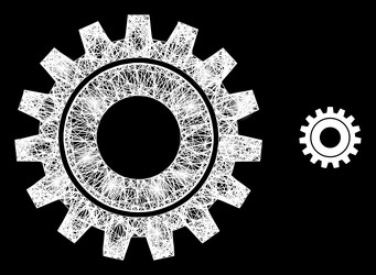 Shining linear mesh cog with light spots vector