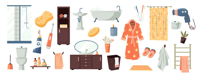 Cartoon bathroom and toilet interiors bathroom Vector Image