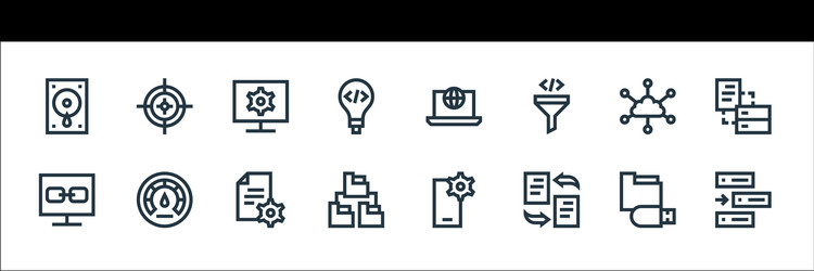 Development line icons linear set quality vector