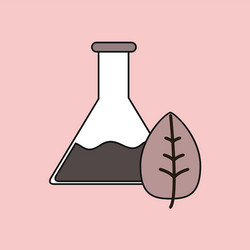 flat icon design collection lab flask with leaf vector