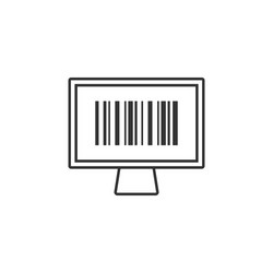 Monitor barcode line icon simple modern flat vector