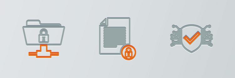 set line cyber security ftp folder and lock vector image