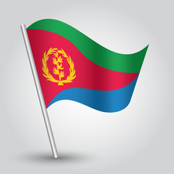waving simple triangle eritrean flag on stick vector