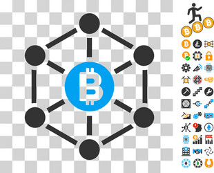 Bitcoin finance netwok icon with bonus vector