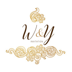 golden elements monogram identity for design vector image