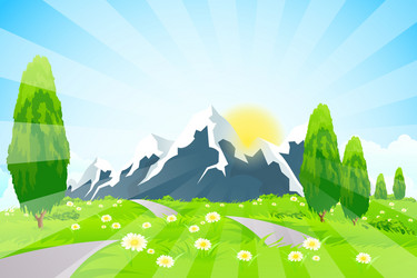 Green landscape with road Royalty Free Vector Image