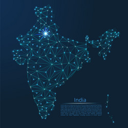 india communication network map low poly image vector