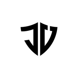 Ju monogram logo with shield shape design template vector